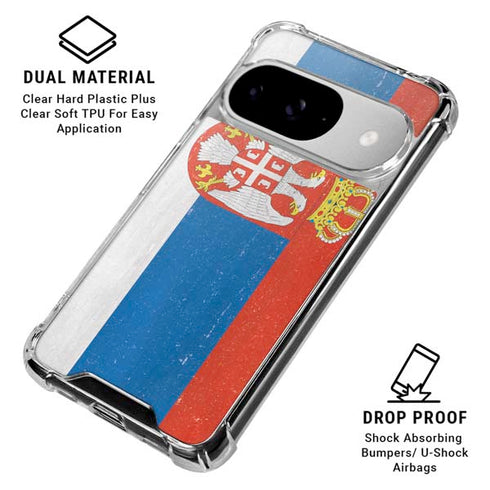 Serbia Flag Distressed Google Pixel 10 Clear Case